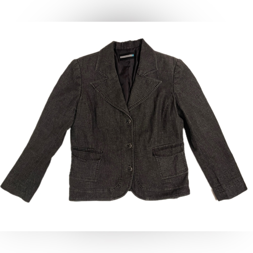 Requirements Metallic Denim Blazer Jacket Women’s Charcoal‎ Silver Thread